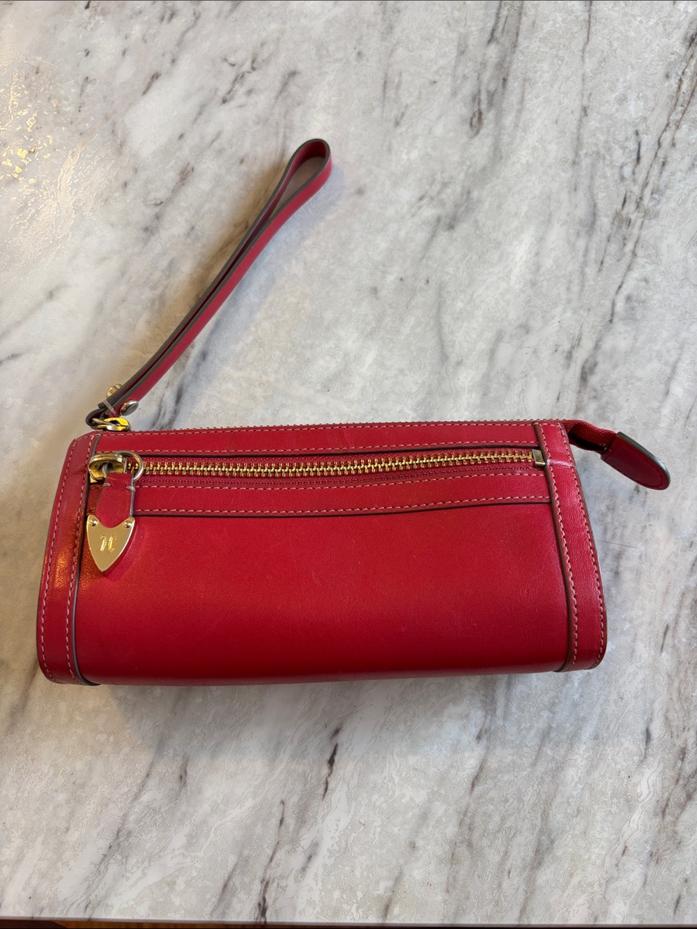 VTG! Cole Haan Red Leather Wristlet with Gold Hardware